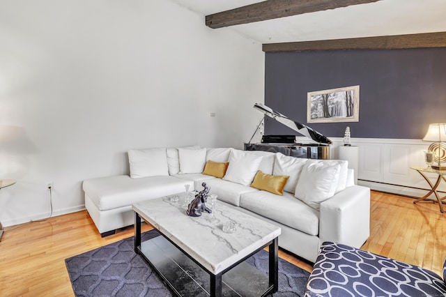 575 W Todd St, Hamden, CT 06518 - living area featuring wood finished floors and beamed ceiling
