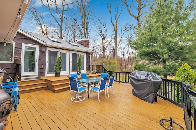 575 W Todd St, Hamden, CT 06518 - wooden terrace with outdoor dining space and a grill
