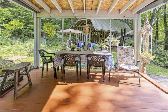 28 Oak Dr, Woodstock, CT 06282 - wooden deck with outdoor dining space