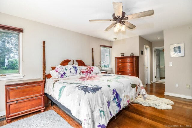 230 New Canaan Ave Apt 2, Norwalk, CT 06850 - bedroom featuring wood finished floors, baseboards, a ceiling fan, and recessed lighting