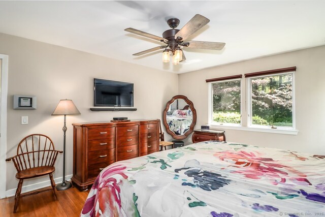 230 New Canaan Ave Apt 2, Norwalk, CT 06850 - bedroom featuring wood finished floors, baseboards, and ceiling fan