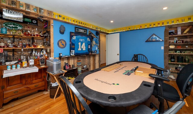 791 Ives Row, Cheshire, CT 06410 - recreation room with a bar, wood finished floors, and recessed lighting