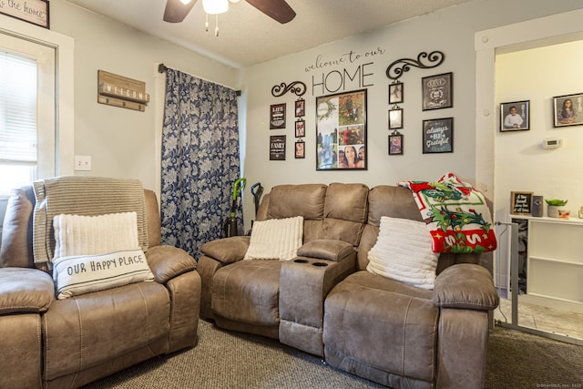 72 Beech St, Bristol, CT 06010 - living room featuring a ceiling fan and carpet flooring