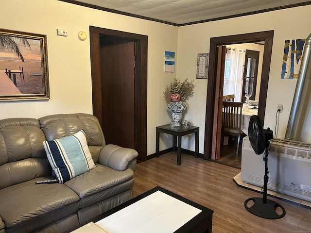 48 Anderson St, Naugatuck, CT 06770 - living room featuring dark wood-type flooring, ornamental molding, and baseboards