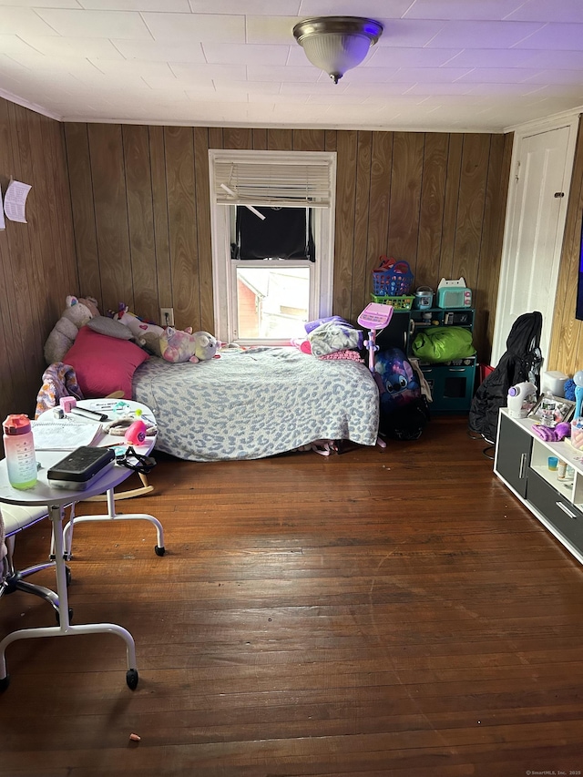 48 Anderson St, Naugatuck, CT 06770 - bedroom with hardwood / wood-style flooring and wood walls