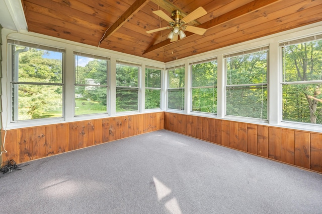 10 Longview Ln, Wallingford, CT 06492 - unfurnished sunroom with wood ceiling, wooden walls, and carpet flooring