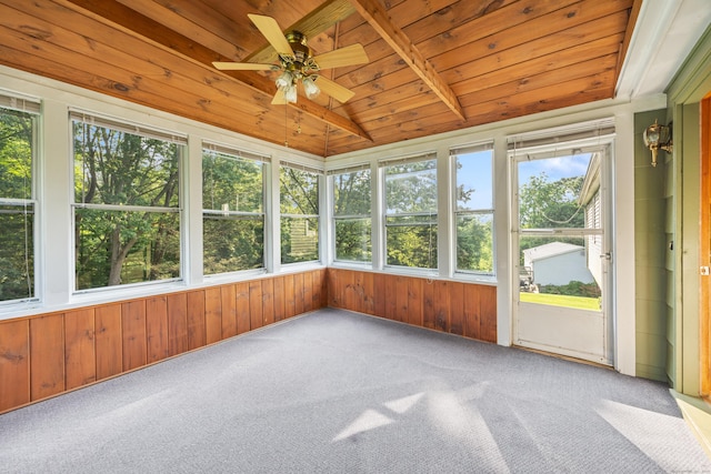 10 Longview Ln, Wallingford, CT 06492 - unfurnished sunroom featuring wood ceiling, carpet flooring, and wood walls