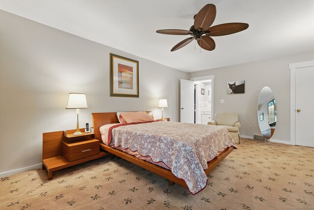 646 Onondaga Ln Unit B, Stratford, CT 06614 - bedroom with baseboards, light carpet, and a ceiling fan