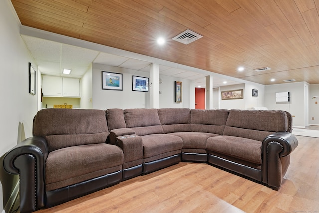 646 Onondaga Ln Unit B, Stratford, CT 06614 - living area featuring light wood finished floors, wooden ceiling, and recessed lighting