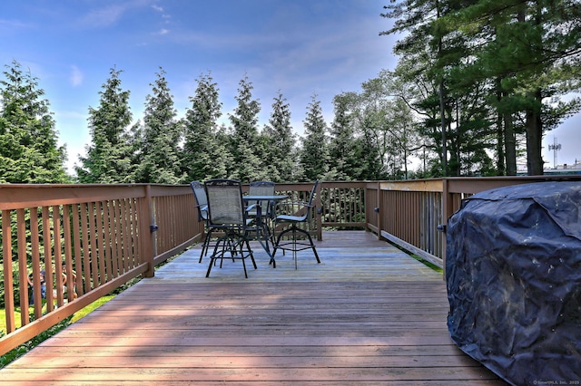 17 Farmstead Ln, West Hartford, CT 06117 - wooden terrace featuring outdoor dining space and grilling area