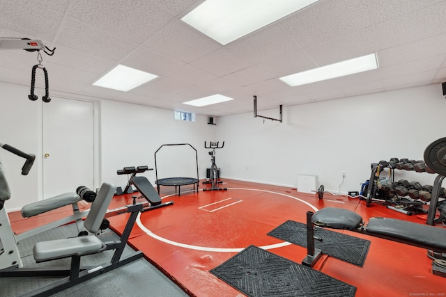 43 Debi Cir, Colchester, CT 06415 - workout area featuring a paneled ceiling and baseboards