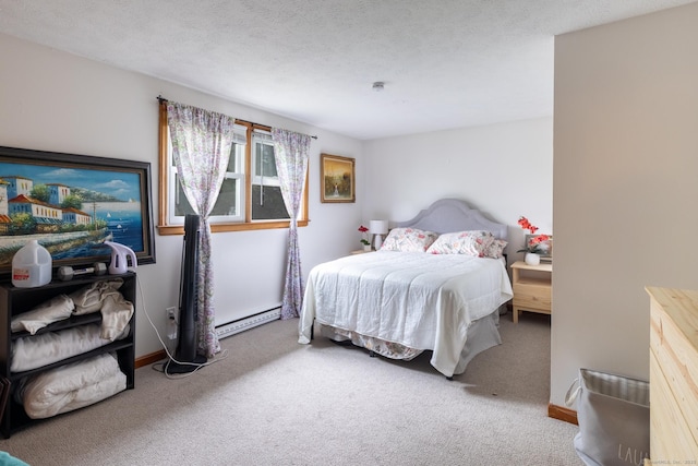 39 Mechanic St, Bristol, CT 06010 - carpeted bedroom featuring a baseboard heating unit and a textured ceiling