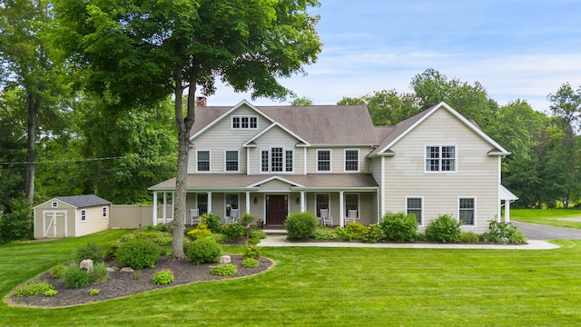 11 Delno Dr, Danbury, CT 06811 - view of front facade with a chimney, a porch, and a front yard