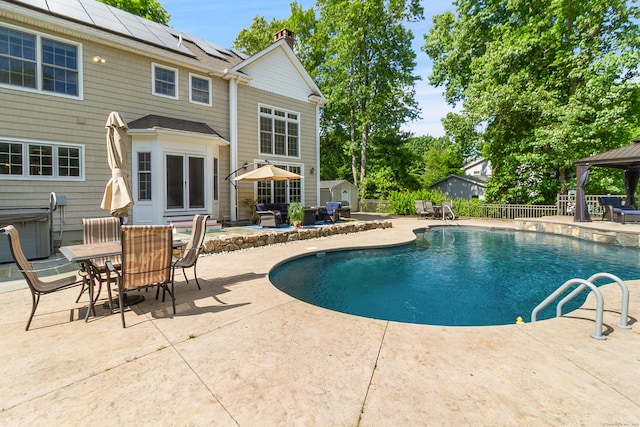 11 Delno Dr, Danbury, CT 06811 - view of swimming pool featuring a patio, a gazebo, french doors, and outdoor dining area