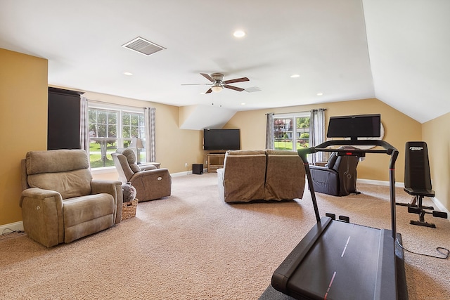 11 Delno Dr, Danbury, CT 06811 - exercise room with light carpet, baseboards, healthy amount of natural light, ceiling fan, and recessed lighting
