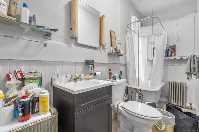 480 W St, Bristol, CT 06010 - full bathroom featuring radiator, a soaking tub, vanity, and curtained shower
