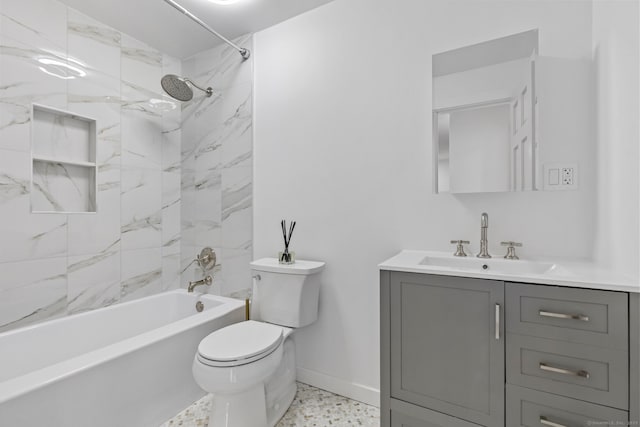 17 Avon Ln, Stamford, CT 06907 - bathroom with vanity, toilet, baseboards, and shower / tub combination