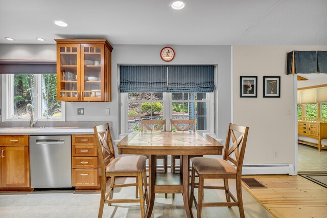 35 Whitethorn Dr, Guilford, CT 06437 - dining space featuring baseboard heating, recessed lighting, and light wood-type flooring