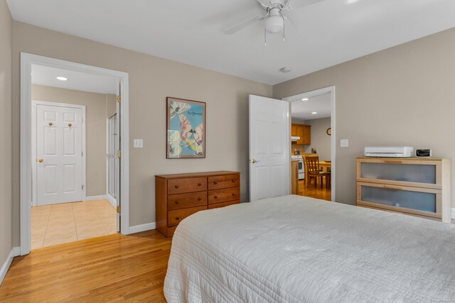 35 Whitethorn Dr, Guilford, CT 06437 - bedroom with light wood-style floors, baseboards, recessed lighting, and ceiling fan