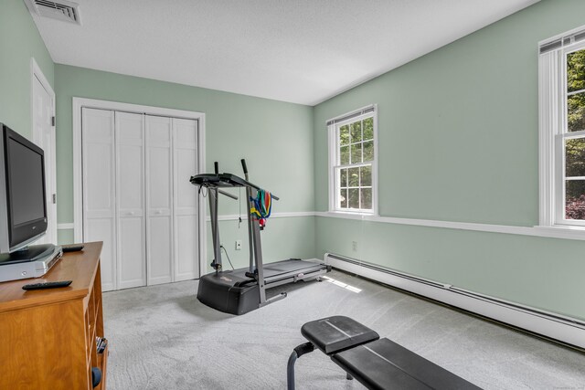 35 Whitethorn Dr, Guilford, CT 06437 - exercise area with a baseboard radiator, plenty of natural light, and carpet flooring