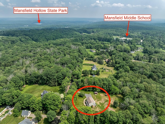 47 Davis Rd, Mansfield, CT 06268 - aerial view of a heavily wooded area