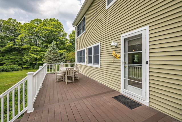 47 Davis Rd, Mansfield, CT 06268 - wooden terrace with outdoor dining space and a yard