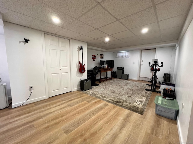 17 Rock Spring Rd, Stamford, CT 06906 - living room with wood finished floors, an office area, a drop ceiling, and recessed lighting