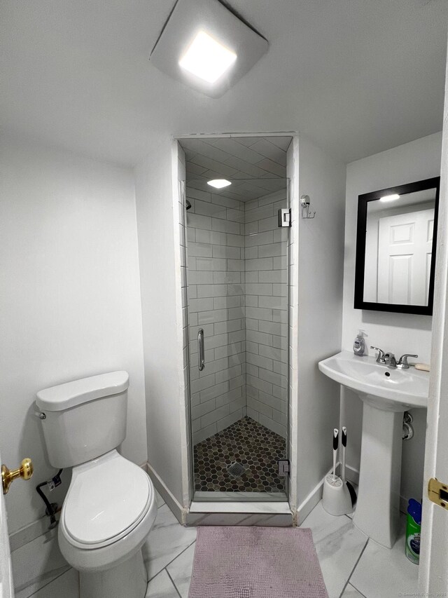 17 Rock Spring Rd, Stamford, CT 06906 - bathroom with a shower stall and marble finish floors