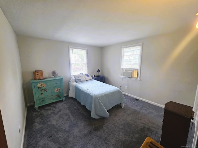 149 Branford St, Manchester, CT 06040 - bedroom featuring baseboards, dark colored carpet, and cooling unit