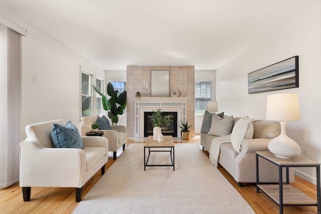 75 Brittania Rd Unit 75, Danbury, CT 06811 - living area featuring healthy amount of natural light, wood finished floors, and a large fireplace