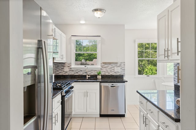 75 Brittania Rd Unit 75, Danbury, CT 06811 - kitchen with appliances with stainless steel finishes, a sink, a textured ceiling, wainscoting, and healthy amount of natural light