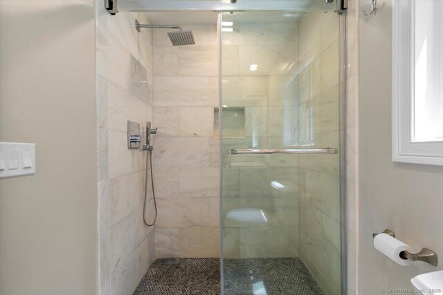 2 Round Hill Rd, Shelton, CT 06484 - bathroom featuring a stall shower and toilet