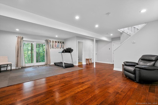 2 Round Hill Rd, Shelton, CT 06484 - workout room with wood finished floors and recessed lighting