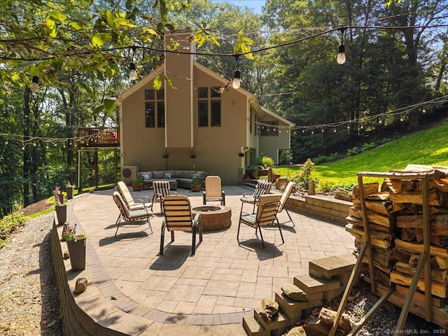 2 Round Hill Rd, Shelton, CT 06484 - view of patio / terrace featuring an outdoor living space with a fire pit