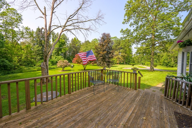 126 Christain Hill Rd, Dover, NY 12522 - wooden deck with a yard and view of wooded area