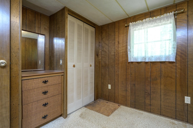 126 Christain Hill Rd, Dover, NY 12522 - carpeted bedroom with wood walls and a closet
