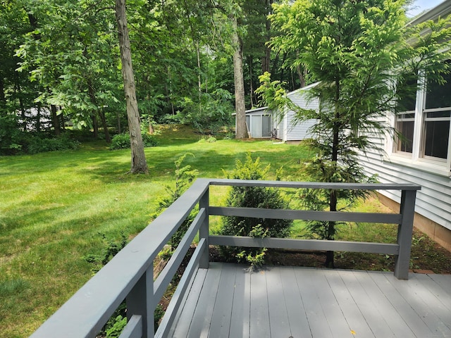 2415 Shepard Ave Apt 30, Hamden, CT 06518 - wooden terrace with a lawn and an outdoor structure