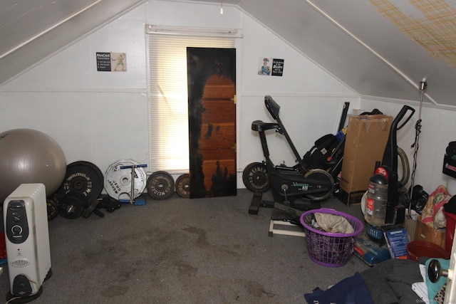 87 Hayden St, Windham, CT 06226 - exercise area featuring vaulted ceiling and carpet