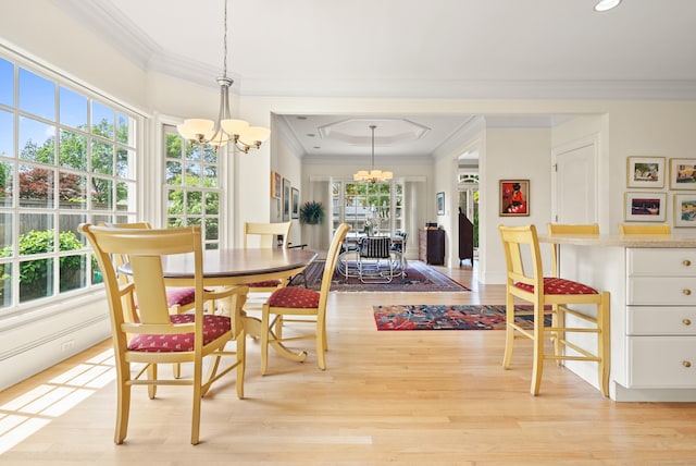 184 Stillson Rd Unit 184, Fairfield, CT 06825 - dining room featuring a chandelier, crown molding, light wood-style floors, and recessed lighting