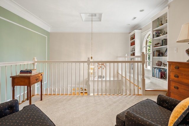 184 Stillson Rd Unit 184, Fairfield, CT 06825 - sitting room with an upstairs landing, crown molding, and carpet floors