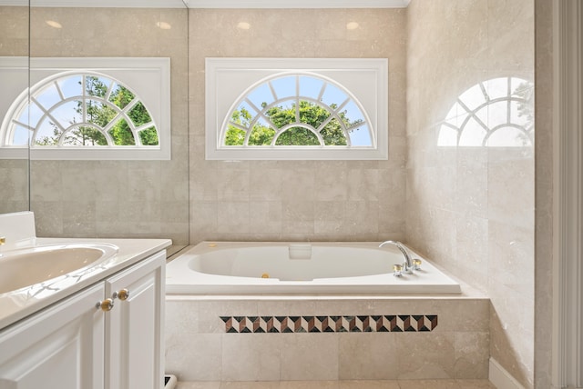 184 Stillson Rd Unit 184, Fairfield, CT 06825 - bathroom with healthy amount of natural light, a whirlpool tub, and vanity