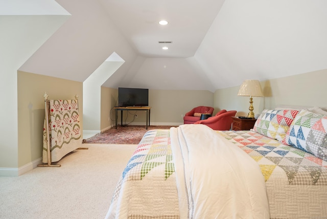 184 Stillson Rd Unit 184, Fairfield, CT 06825 - carpeted bedroom with lofted ceiling, baseboards, and recessed lighting