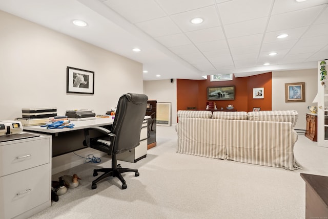 184 Stillson Rd Unit 184, Fairfield, CT 06825 - office space featuring light colored carpet, recessed lighting, baseboard heating, and a paneled ceiling