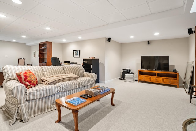 184 Stillson Rd Unit 184, Fairfield, CT 06825 - carpeted living area featuring recessed lighting, baseboards, and a paneled ceiling