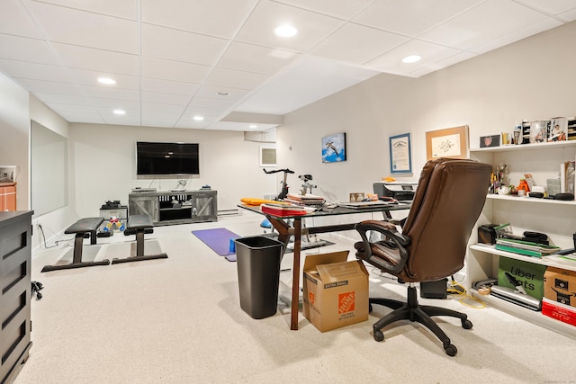 184 Stillson Rd Unit 184, Fairfield, CT 06825 - office area featuring a drop ceiling, carpet floors, and recessed lighting