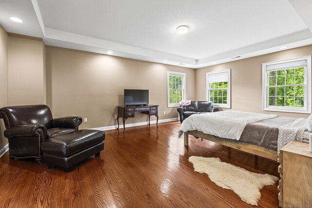 20 Pheasant Ln, Easton, CT 06612 - bedroom featuring a tray ceiling, wood finished floors, baseboards, and recessed lighting