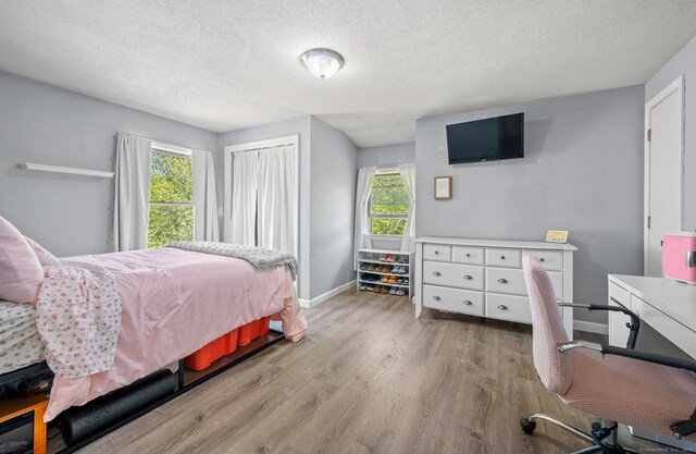23 Lewis Rd, Preston, CT 06365 - bedroom with light wood-style floors, a textured ceiling, and baseboards