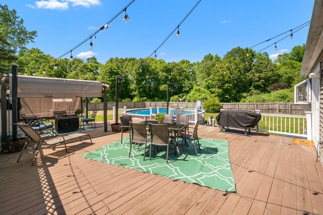 23 Lewis Rd, Preston, CT 06365 - wooden deck featuring a fenced backyard, area for grilling, and outdoor dining space