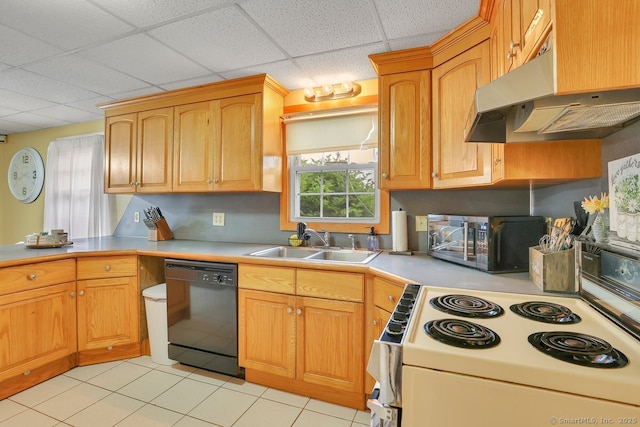 35 Summer St, Portland, CT 06480 - kitchen featuring dishwasher, stainless steel microwave, white range with electric stovetop, healthy amount of natural light, and a drop ceiling