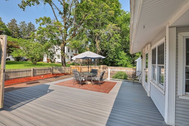35 Summer St, Portland, CT 06480 - wooden terrace with a fenced backyard and outdoor dining area